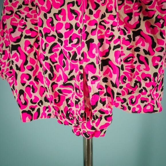 Lilly Pulitzer Size XL Sherida Pink Cheetah Leopard Animal Print Split V Neck Lo - Picture 3 of 9